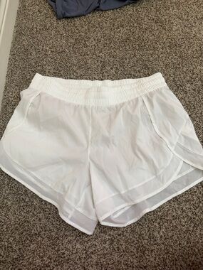 Athleta White Layered Mesh Athletic Shorts
